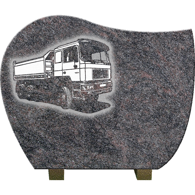 Plaque funéraire granit avec camion pour chauffeur