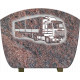 plaque granit 39 cm X 29 cm sur pieds alu motif camion gravé