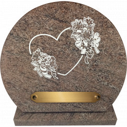 plaque granit coeur fleuri