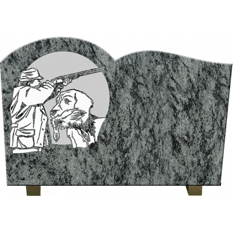 PLAQUE GRANIT LE CHASSEUR ET SON CHIEN